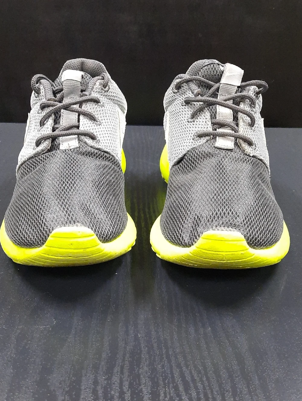 Nike Gray Mesh Sneakers with Neon Yellow Soles